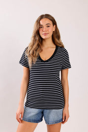 FOX נשים חולצה חולצת בייסיק פסים חולצת בייסיק פסים