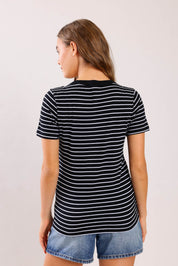 FOX נשים חולצה חולצת בייסיק פסים חולצת בייסיק פסים