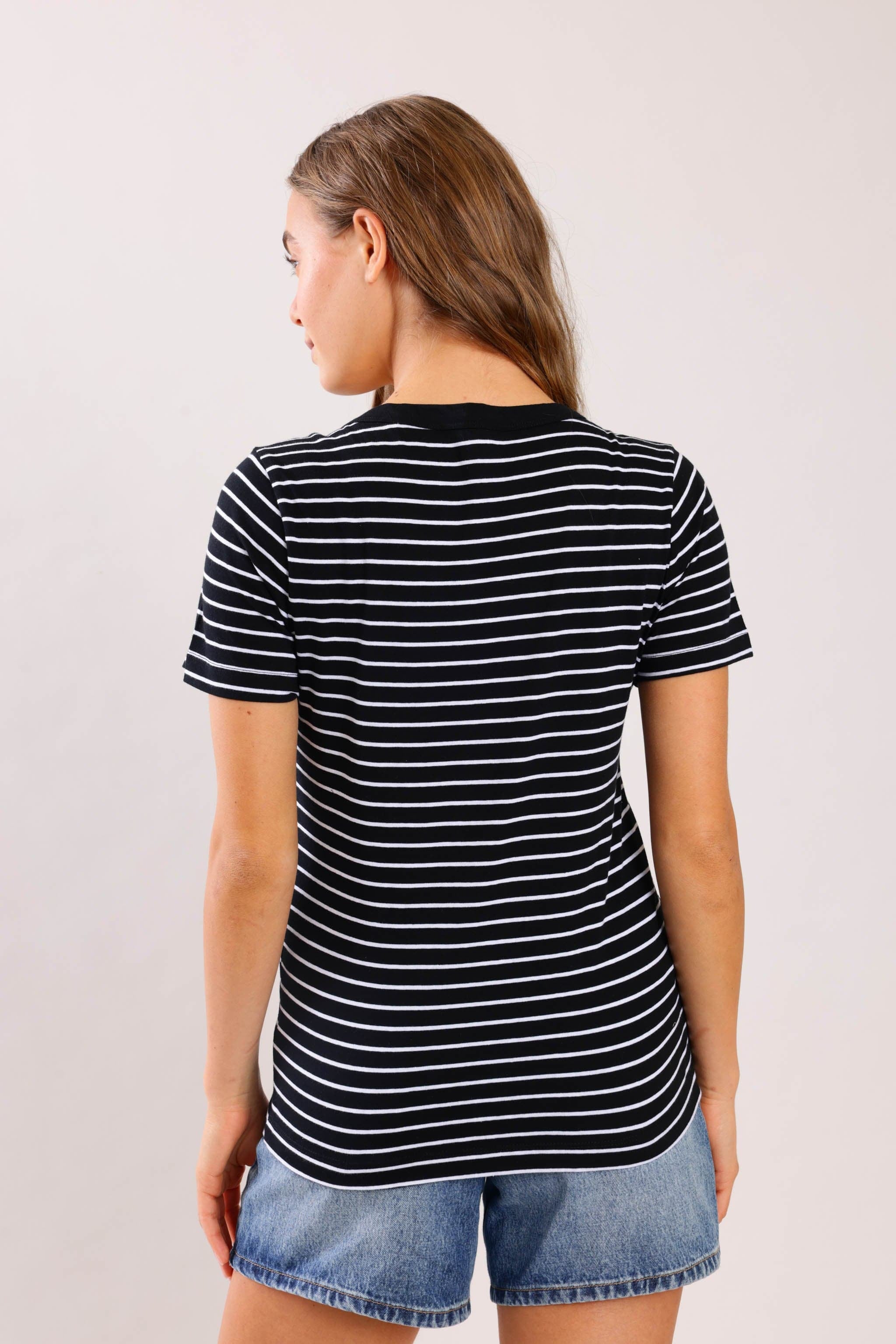 FOX נשים חולצה חולצת בייסיק פסים חולצת בייסיק פסים