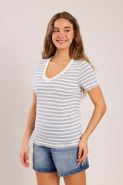 FOX נשים חולצה חולצת בייסיק פסים חולצת בייסיק פסים