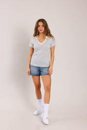 FOX נשים חולצה חולצת בייסיק פסים חולצת בייסיק פסים