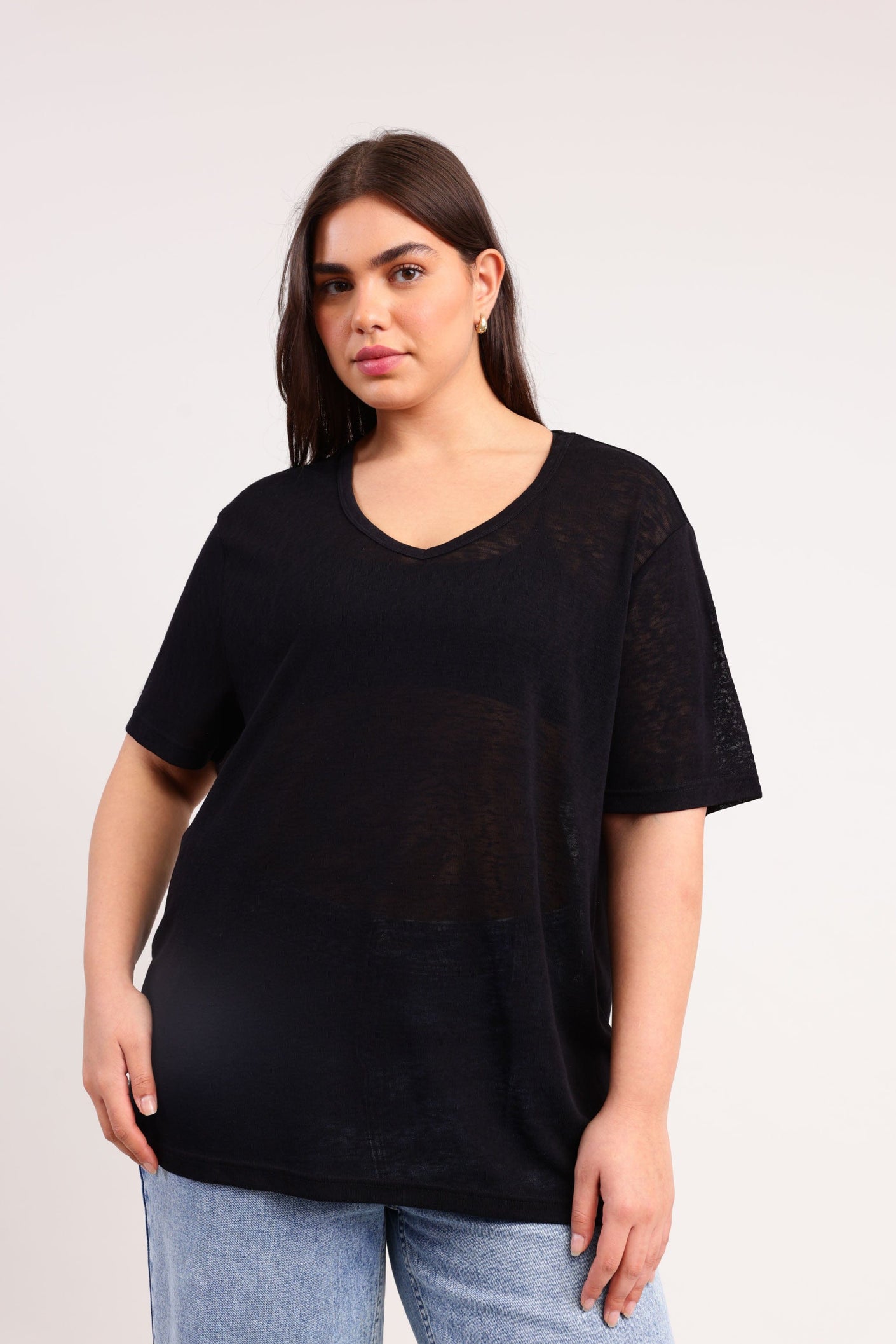 FOX פלאס נשים חולצה חולצת בייסיק | PLUS SIZE חולצת בייסיק | PLUS SIZE