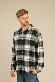 FOX גברים חולצה חולצה מכופתרת פלאנל ארוכה חולצה מכופתרת פלאנל ארוכה