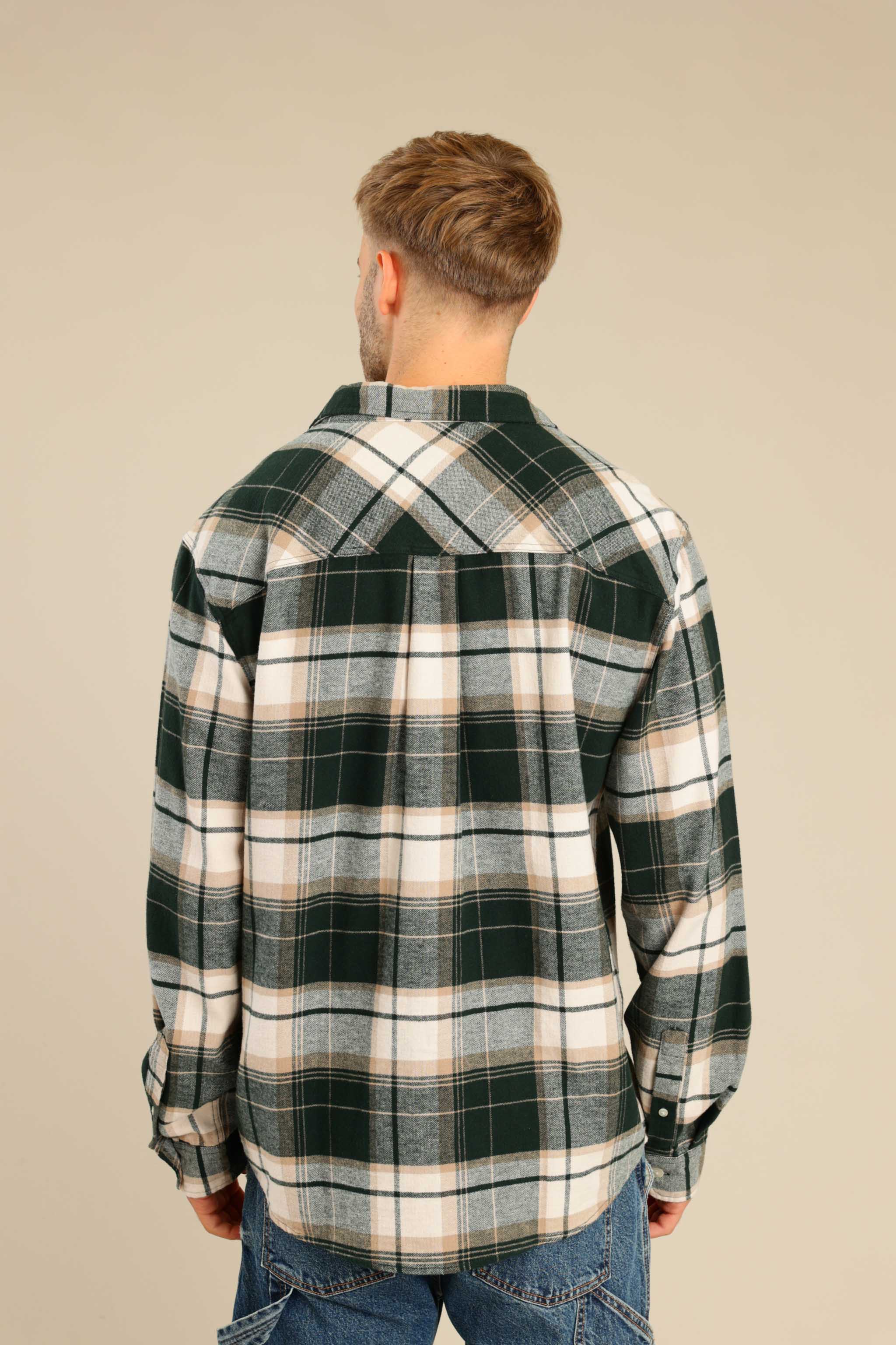 FOX גברים חולצה חולצה מכופתרת פלאנל ארוכה חולצה מכופתרת פלאנל ארוכה