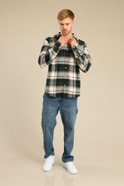 FOX גברים חולצה חולצה מכופתרת פלאנל ארוכה חולצה מכופתרת פלאנל ארוכה