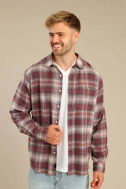 FOX גברים חולצה חולצה מכופתרת פלאנל ארוכה חולצה מכופתרת פלאנל ארוכה