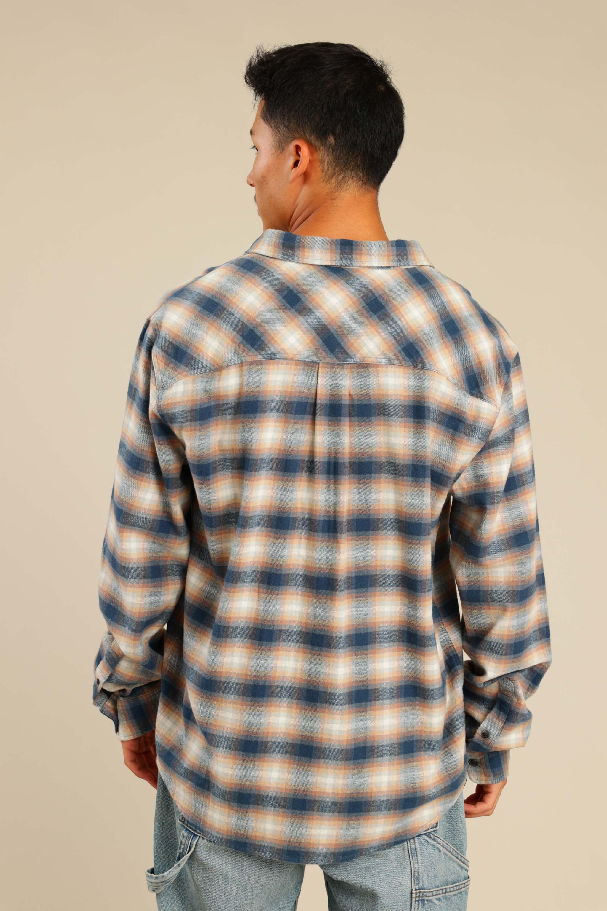 FOX גברים חולצה חולצה מכופתרת פלאנל ארוכה חולצה מכופתרת פלאנל ארוכה