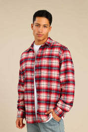 FOX גברים חולצה חולצה מכופתרת פלאנל ארוכה חולצה מכופתרת פלאנל ארוכה