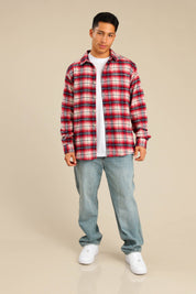 FOX גברים חולצה חולצה מכופתרת פלאנל ארוכה חולצה מכופתרת פלאנל ארוכה