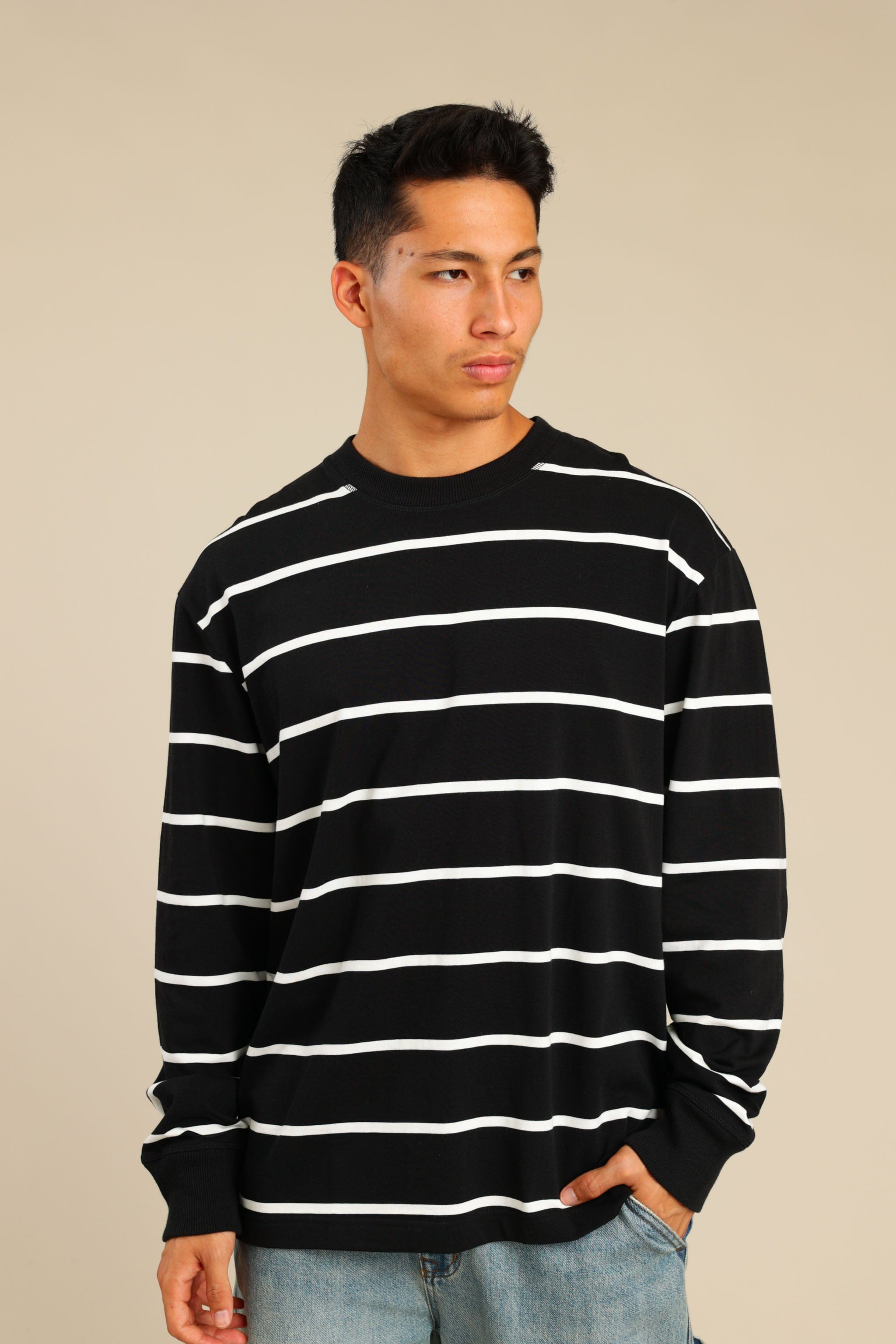 FOX גברים חולצה חולצת פסים ארוכה חולצת פסים ארוכה