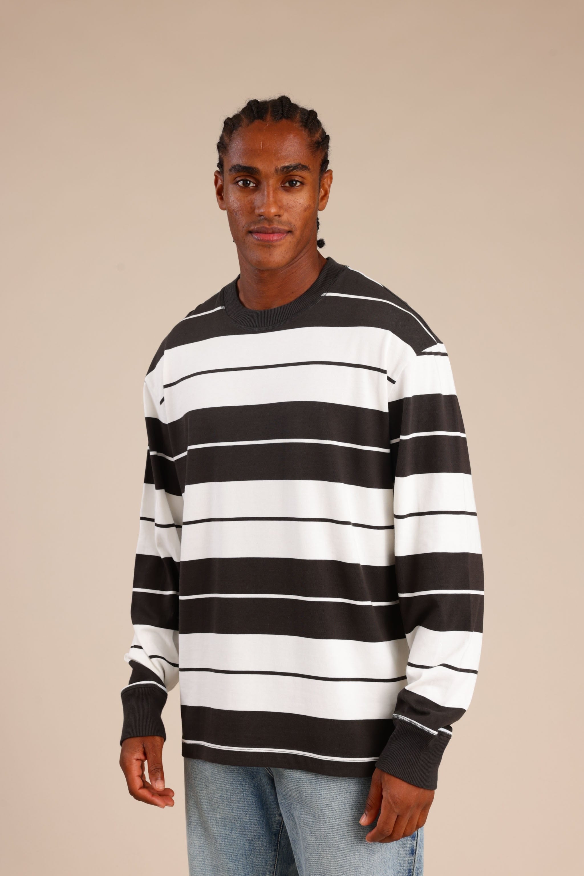 FOX גברים חולצה חולצת פסים ארוכה חולצת פסים ארוכה