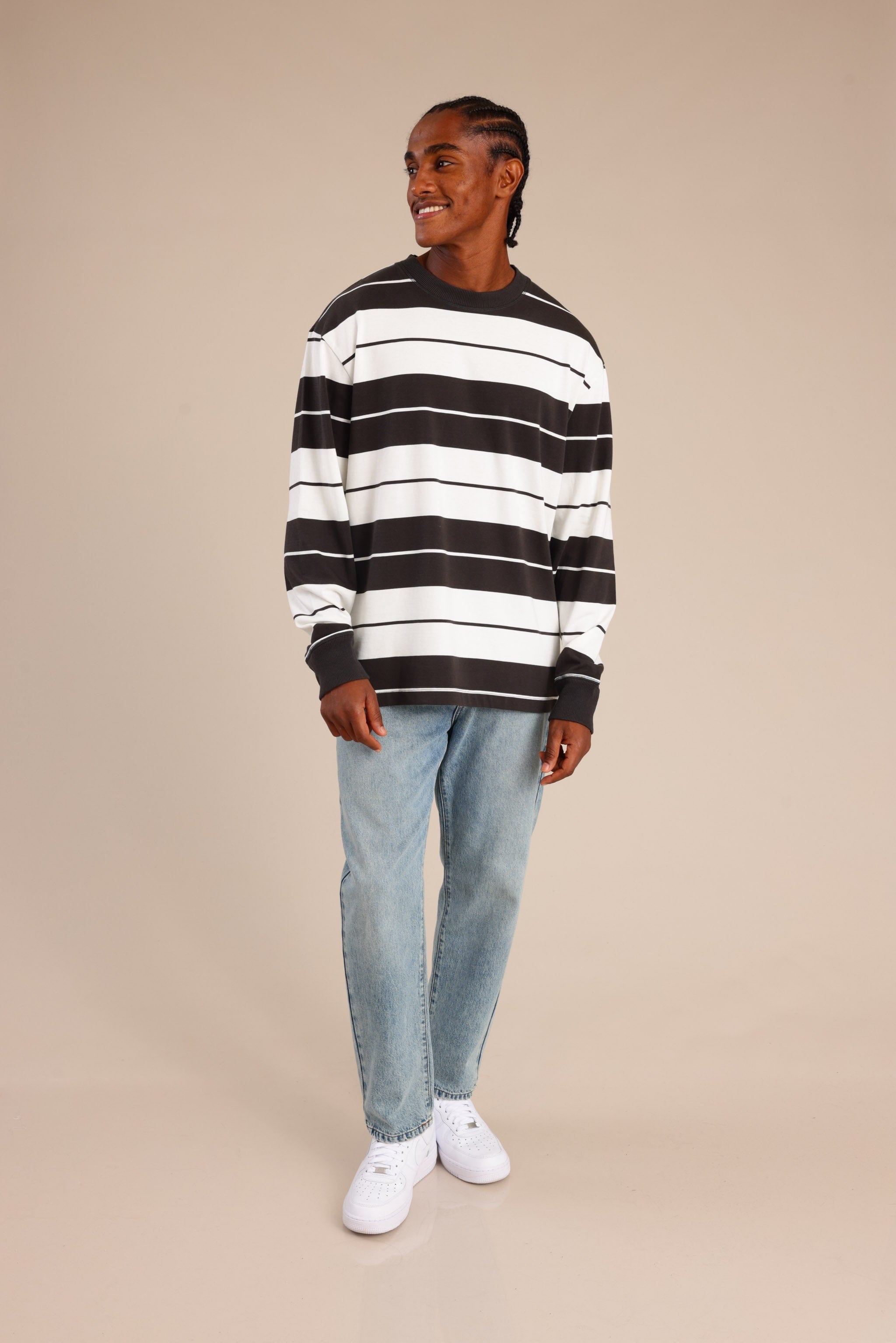 FOX גברים חולצה חולצת פסים ארוכה חולצת פסים ארוכה