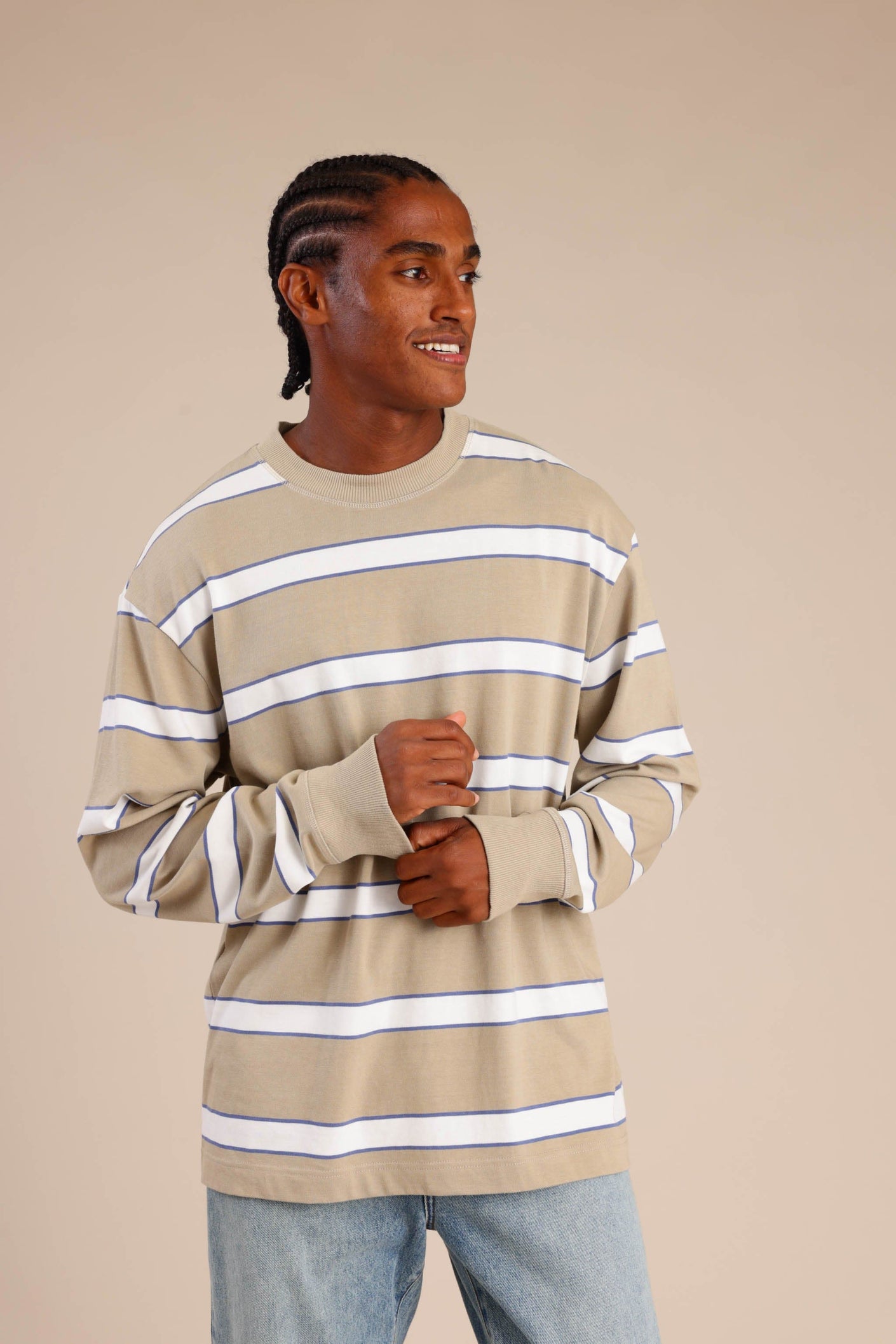 FOX גברים חולצה חולצת פסים ארוכה חולצת פסים ארוכה