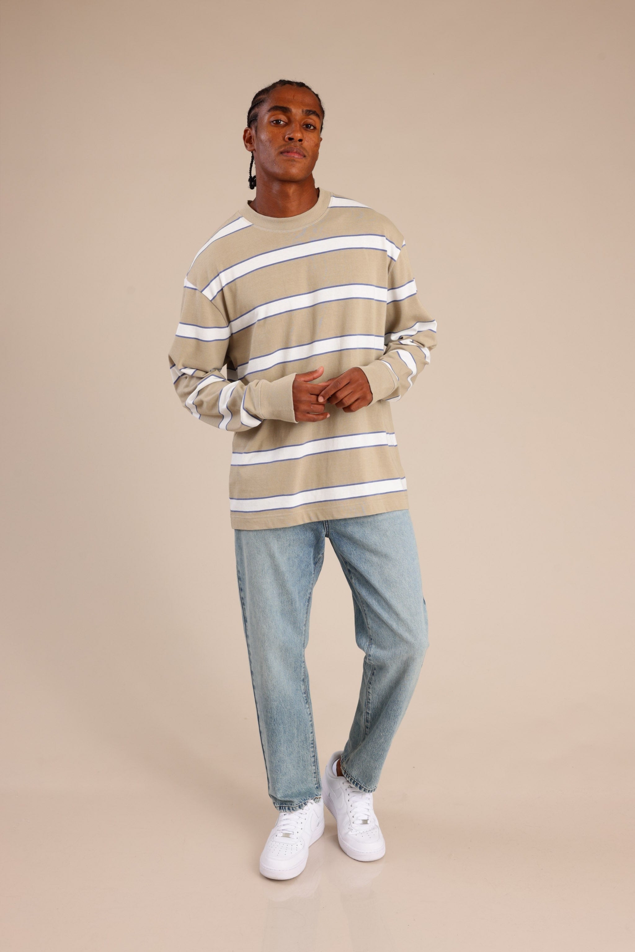 FOX גברים חולצה חולצת פסים ארוכה חולצת פסים ארוכה