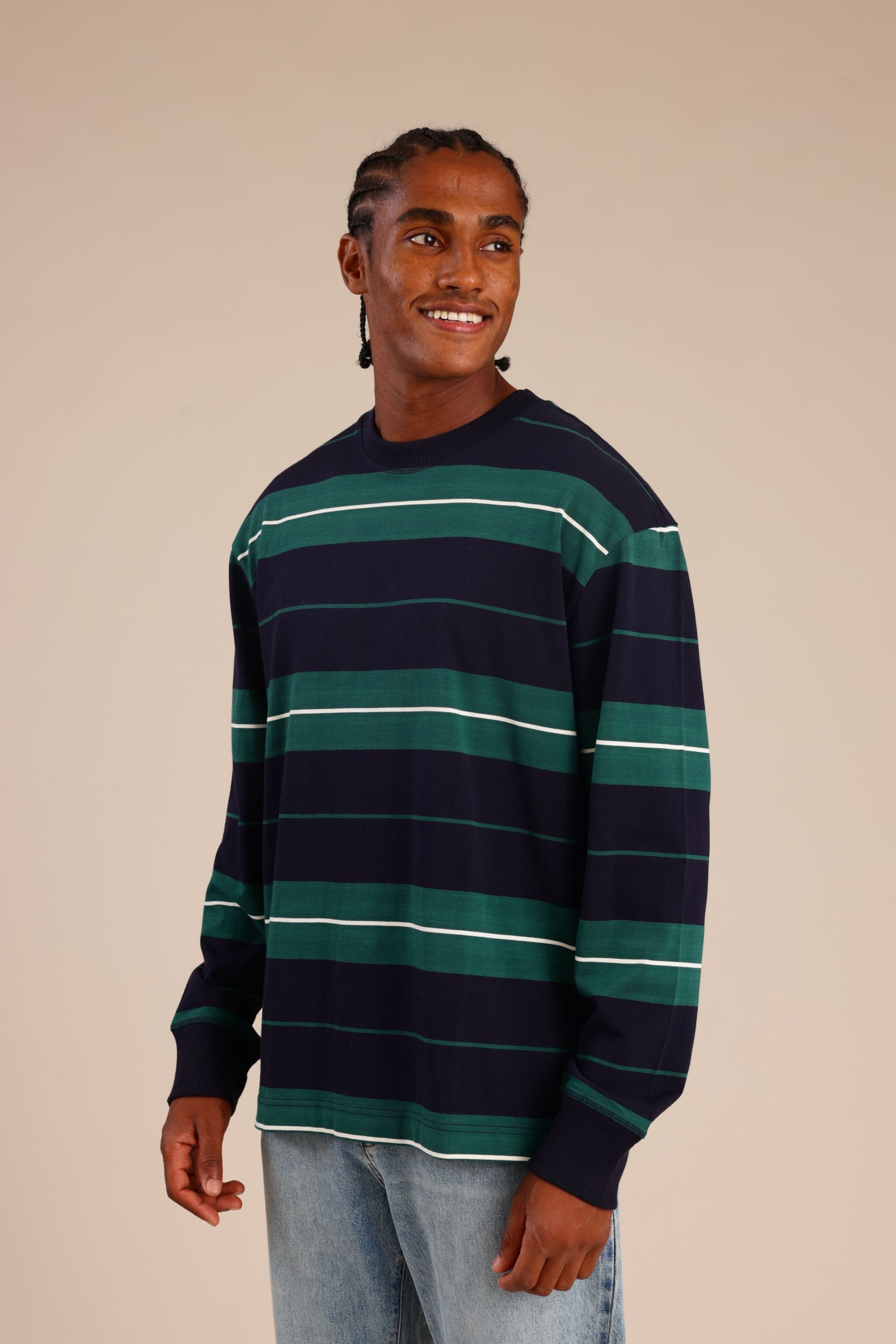 FOX גברים חולצה חולצת פסים ארוכה חולצת פסים ארוכה