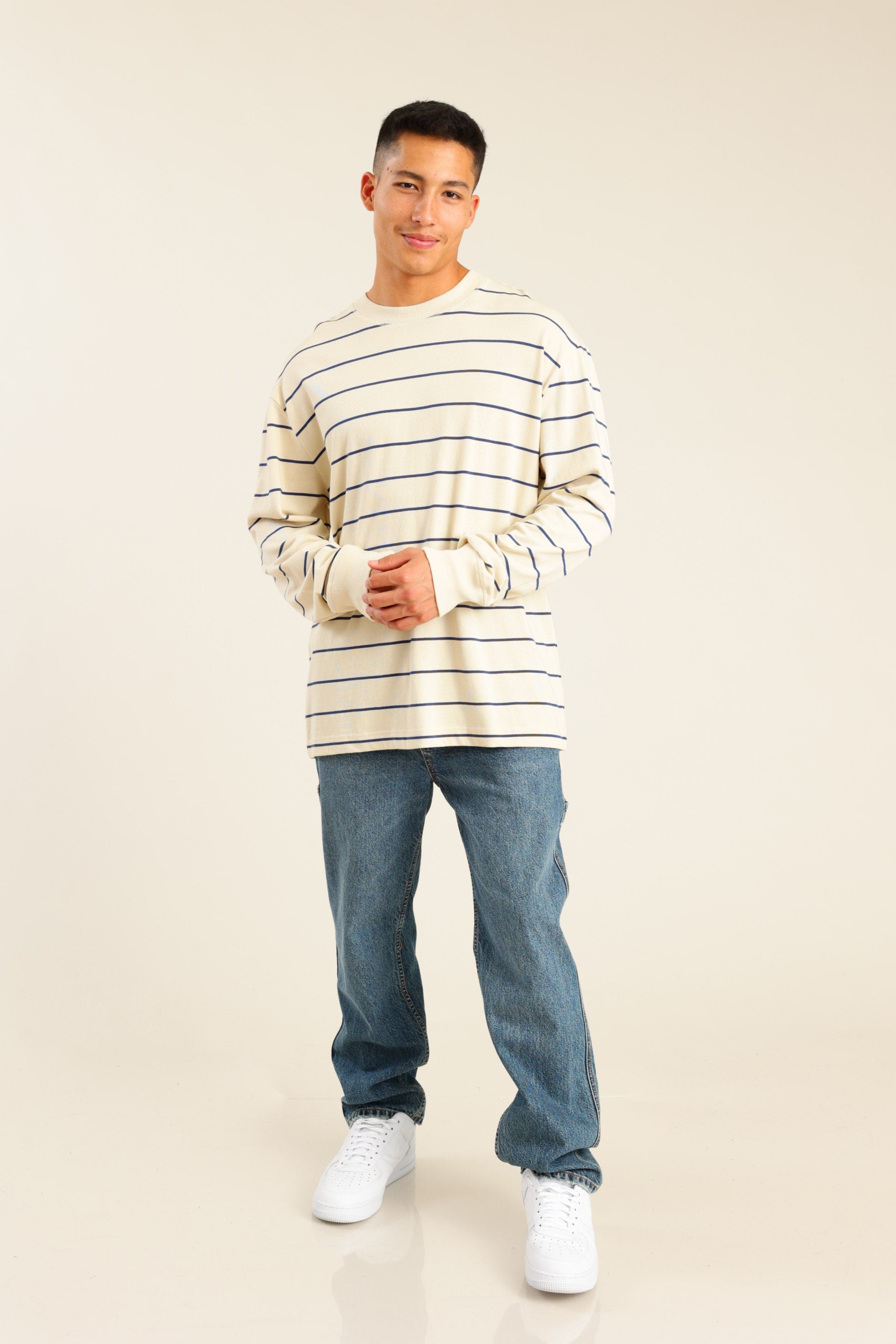 FOX גברים חולצה חולצת פסים ארוכה חולצת פסים ארוכה