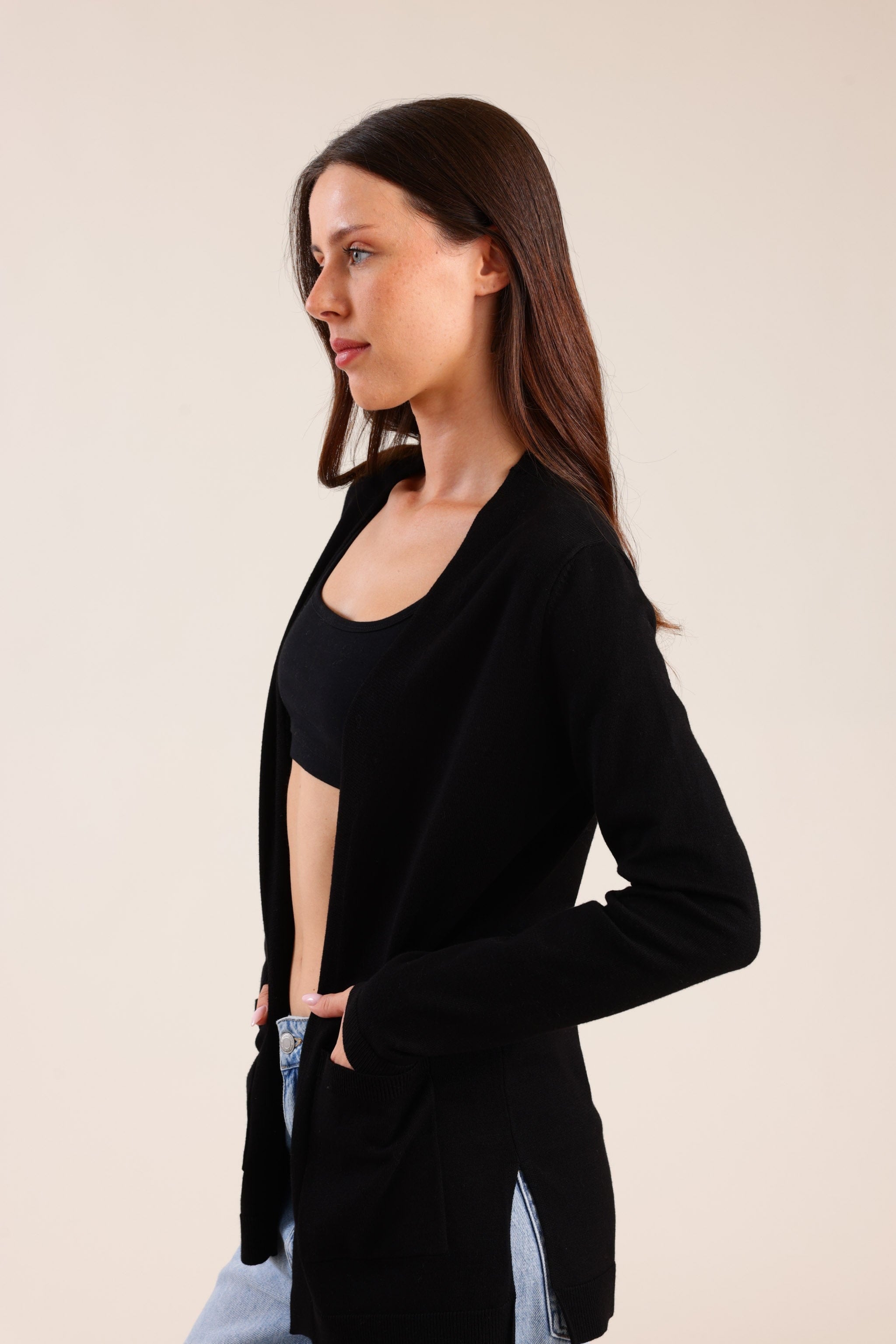 FOX נשים סריגים סריג קרדיגן סריג קרדיגן