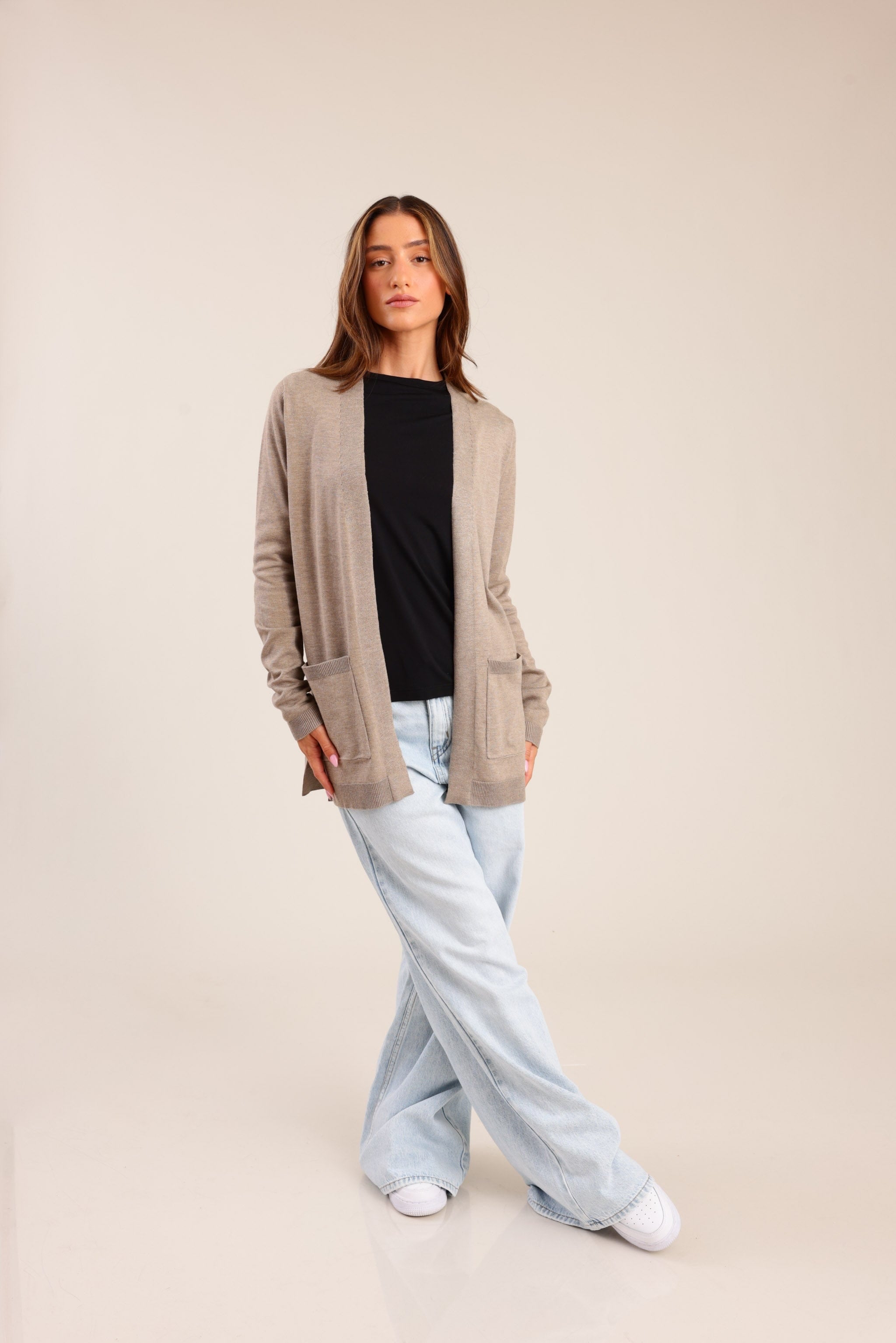 FOX נשים סריגים סריג קרדיגן סריג קרדיגן