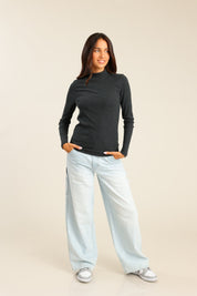 FOX נשים חולצה חולצה חלקה חולצה חלקה