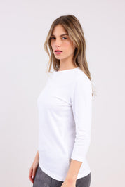 FOX נשים חולצה טישרט בייסיק צווארון עגול שרוול 3/4 FOX | חולצה חלקה | קנה עכשיו