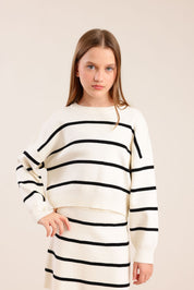 FOX בנות סריגים סריג פסים סריג פסים