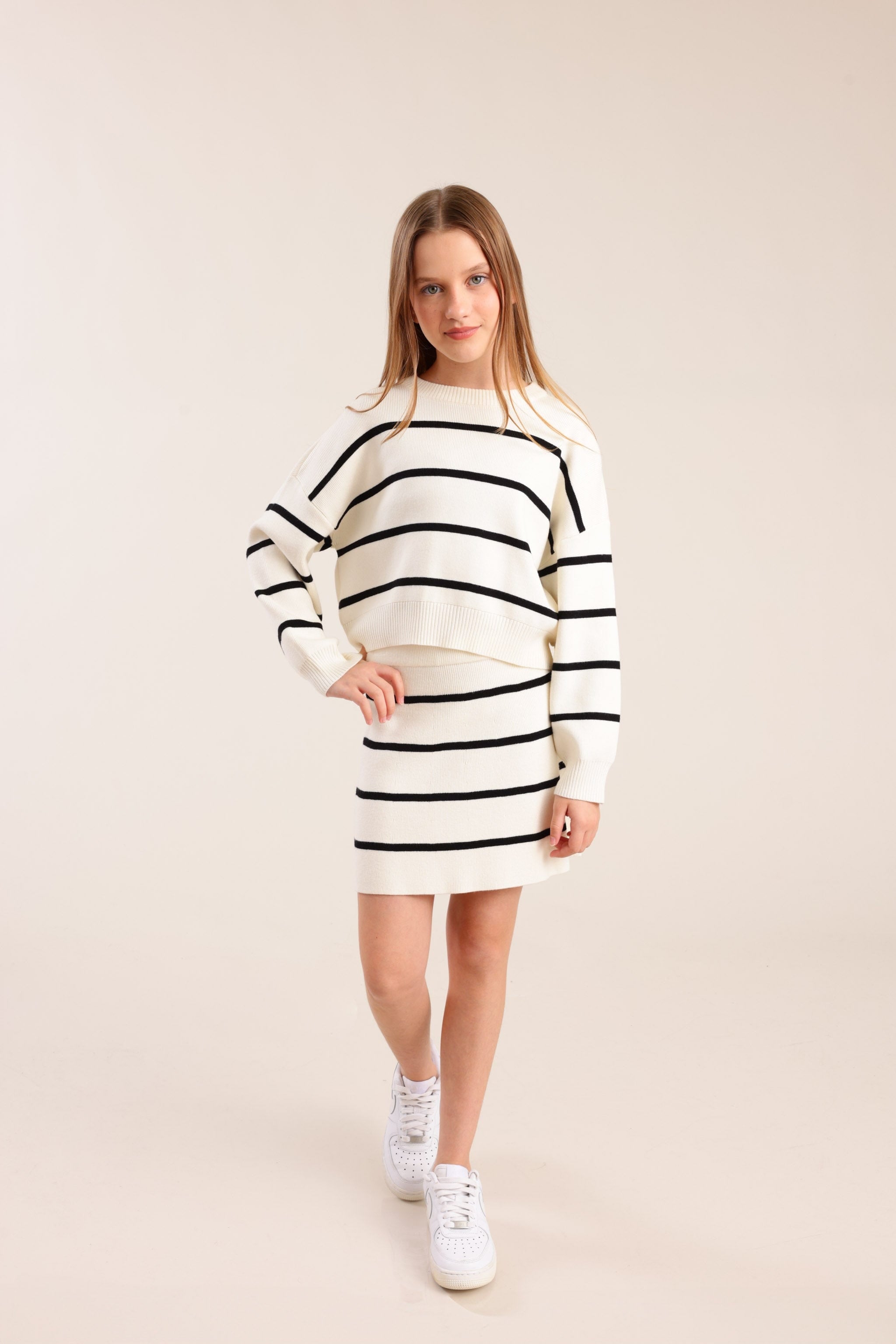 FOX בנות סריגים סריג פסים סריג פסים