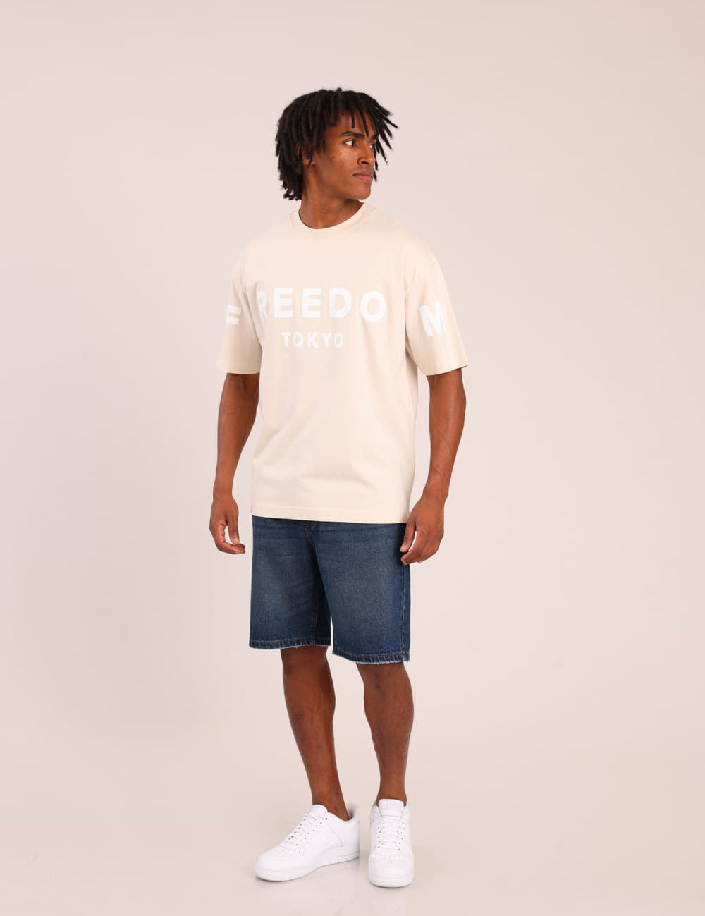 FOX גברים מכנסיים קצרים ג'ינס קצר LOOSE ג'ינס קצר LOOSE