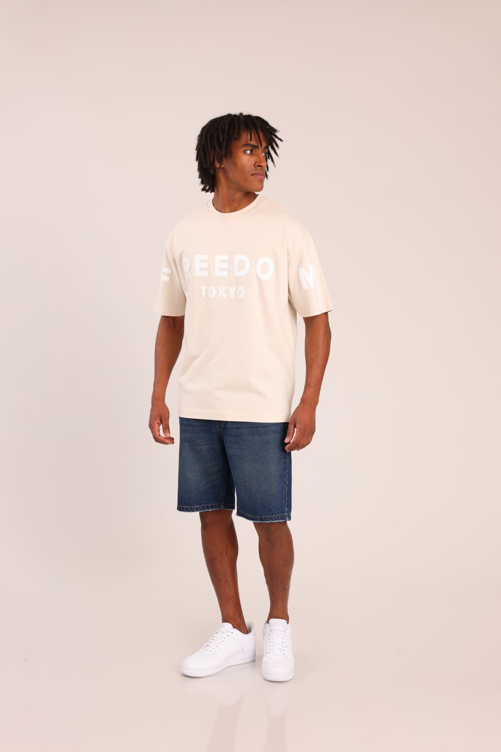 FOX גברים מכנסיים קצרים ג'ינס קצר LOOSE ג'ינס קצר LOOSE