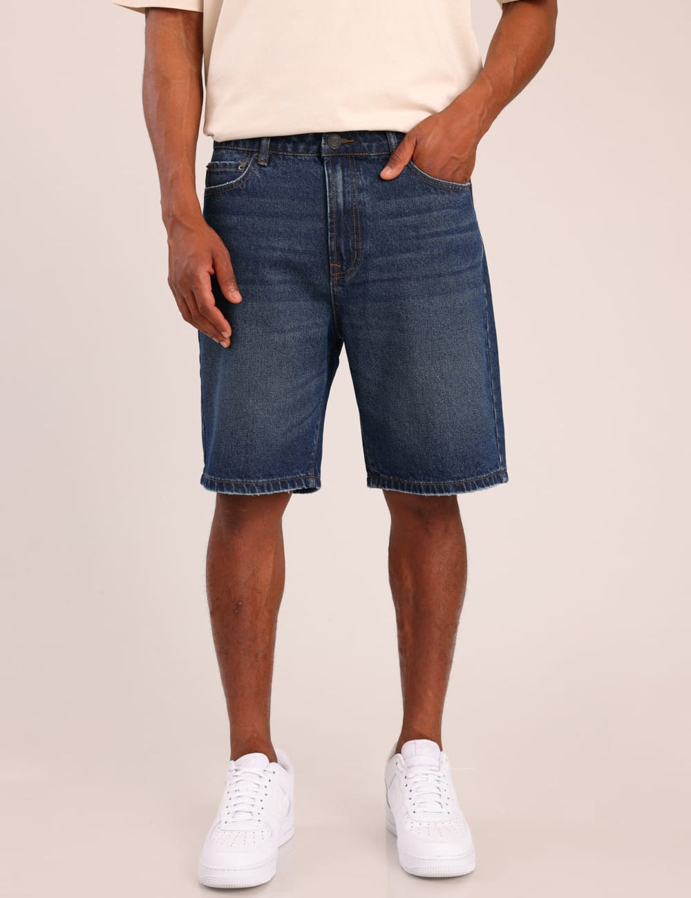 FOX גברים מכנסיים קצרים ג'ינס קצר LOOSE ג'ינס קצר LOOSE