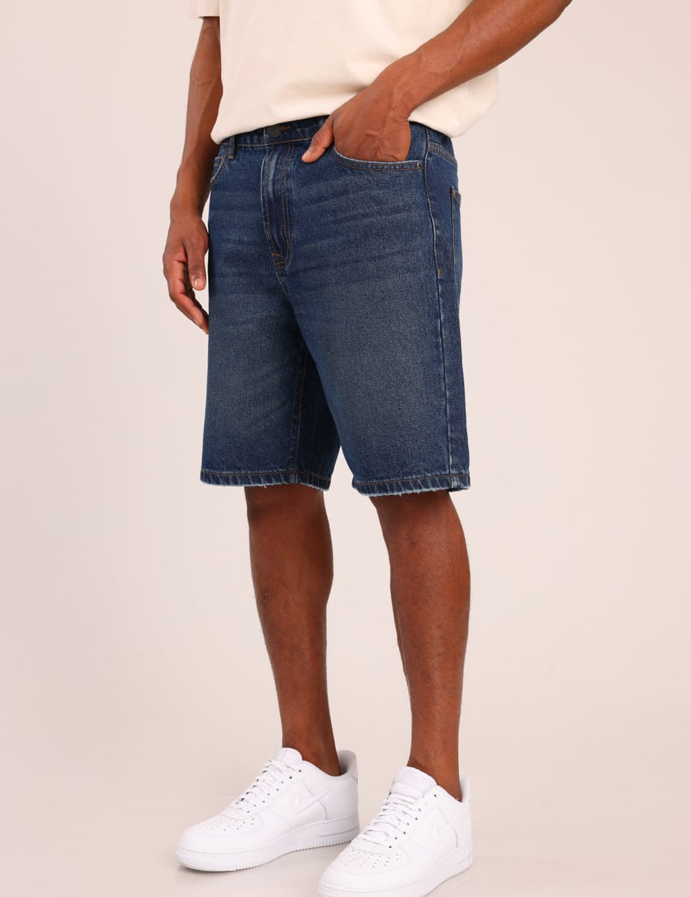 FOX גברים מכנסיים קצרים ג'ינס קצר LOOSE ג'ינס קצר LOOSE