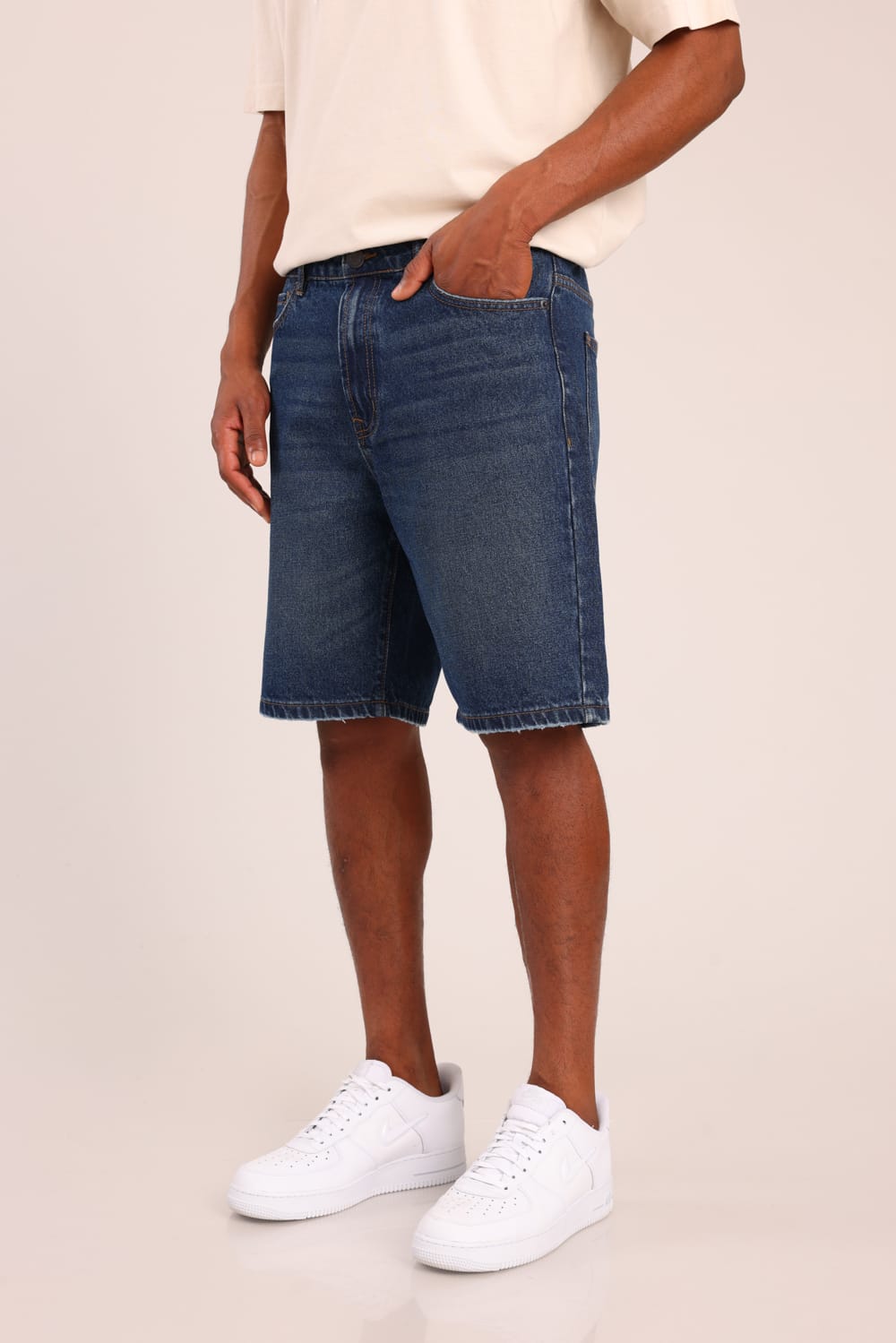 FOX גברים מכנסיים קצרים ג'ינס קצר LOOSE ג'ינס קצר LOOSE