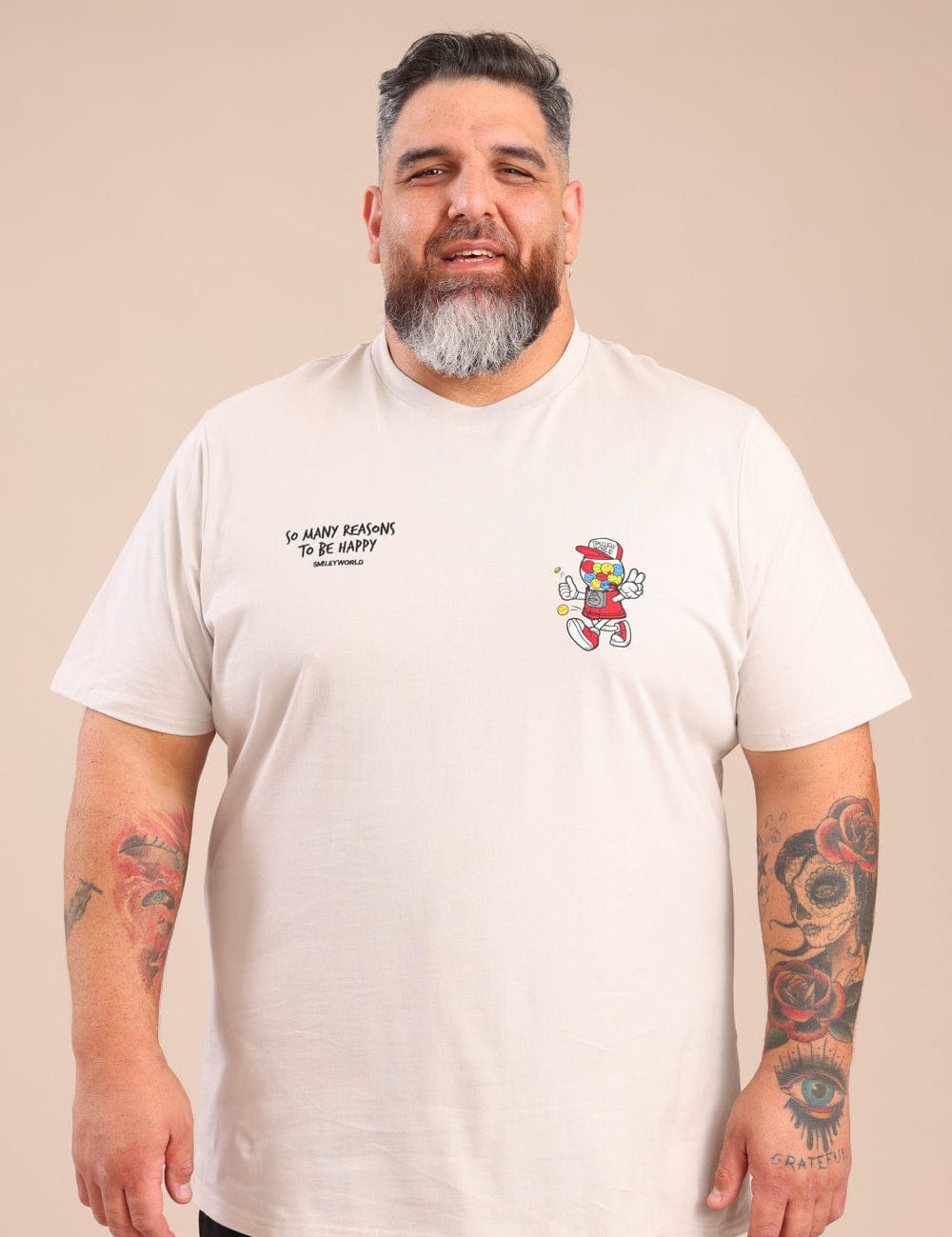 FOX פלאס גברים חולצה חולצה ממותגת סמיילי חולצה ממותגת סמיילי