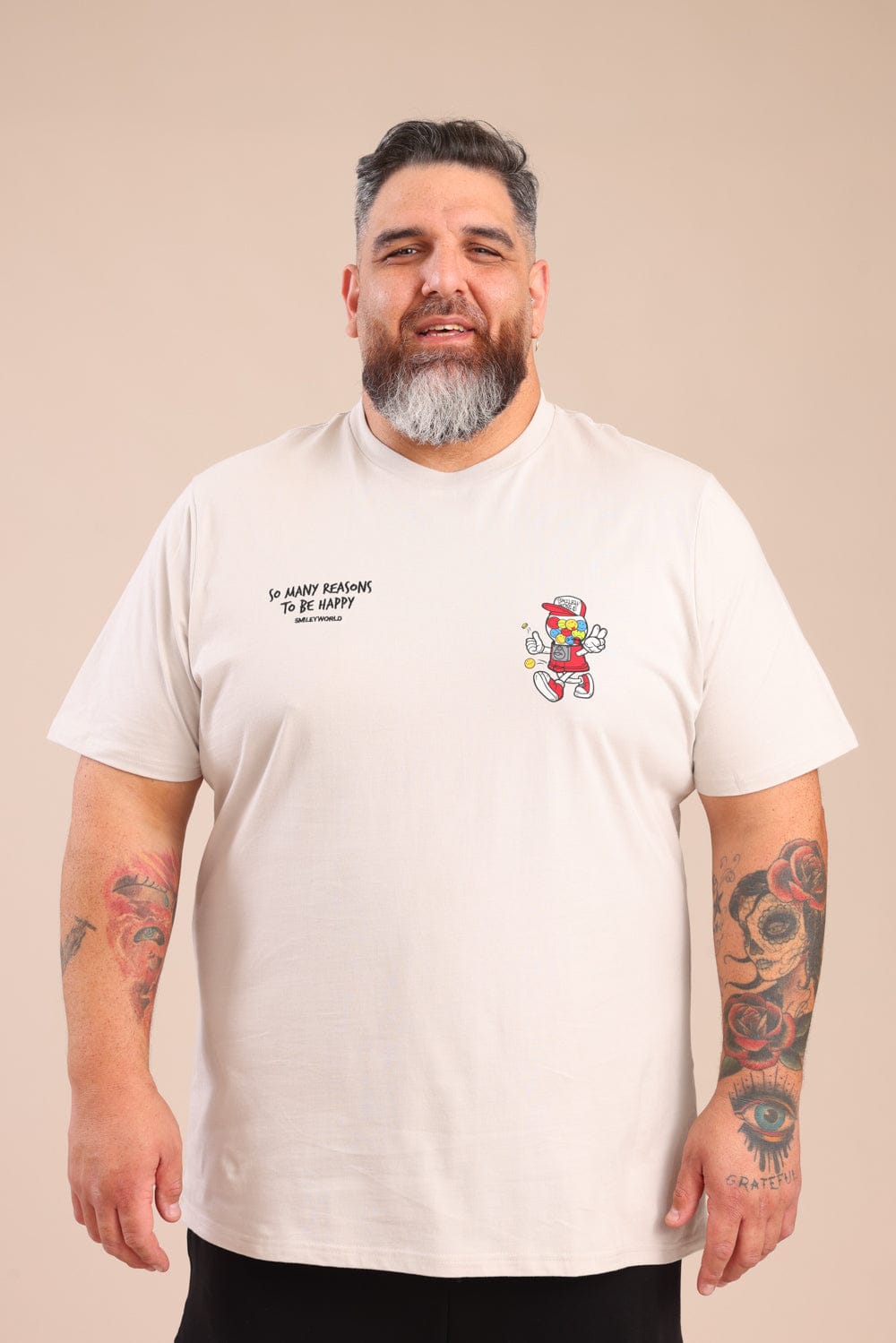 FOX פלאס גברים חולצה חולצה ממותגת סמיילי חולצה ממותגת סמיילי