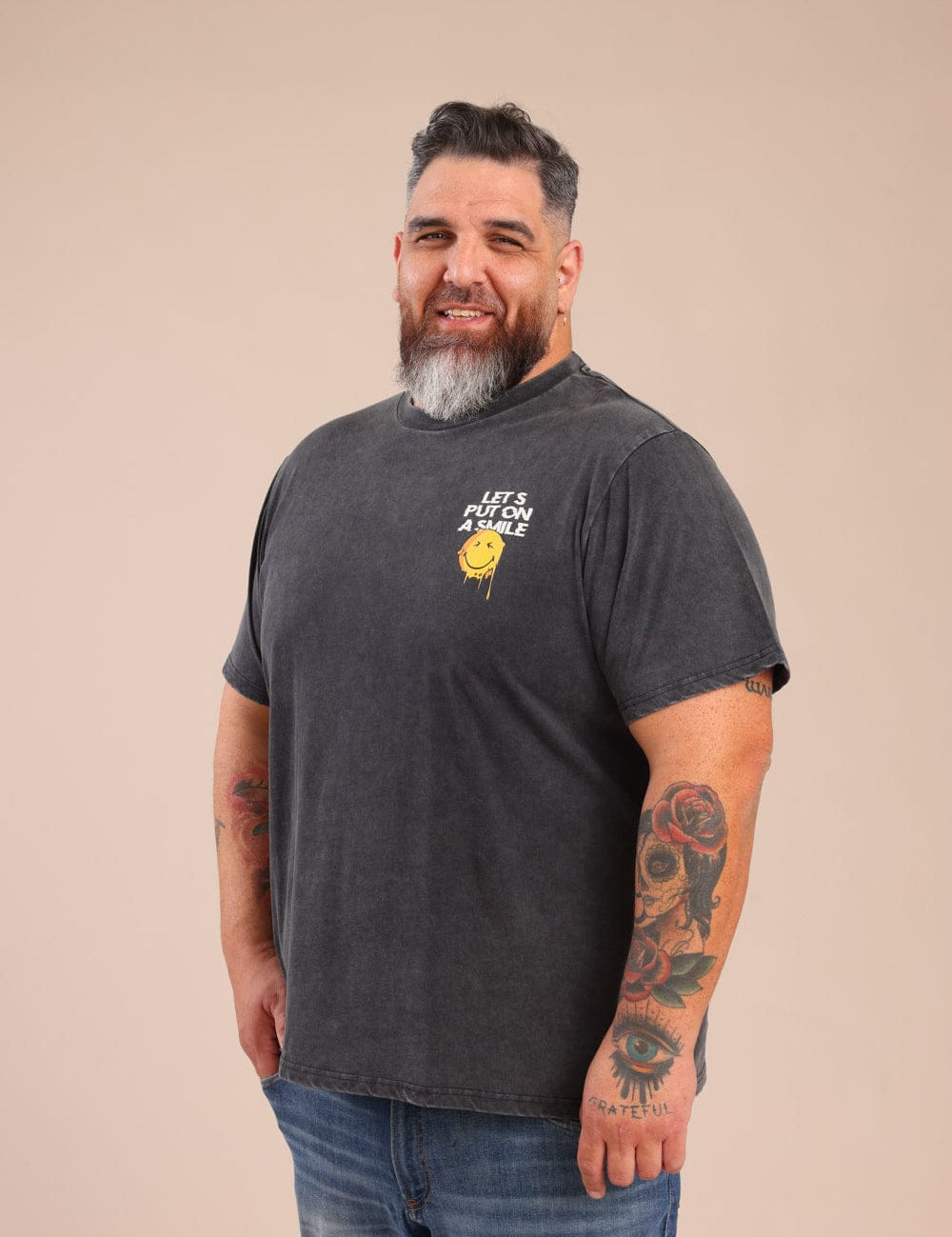 FOX פלאס גברים חולצה חולצה ממותגת סמיילי חולצה ממותגת סמיילי