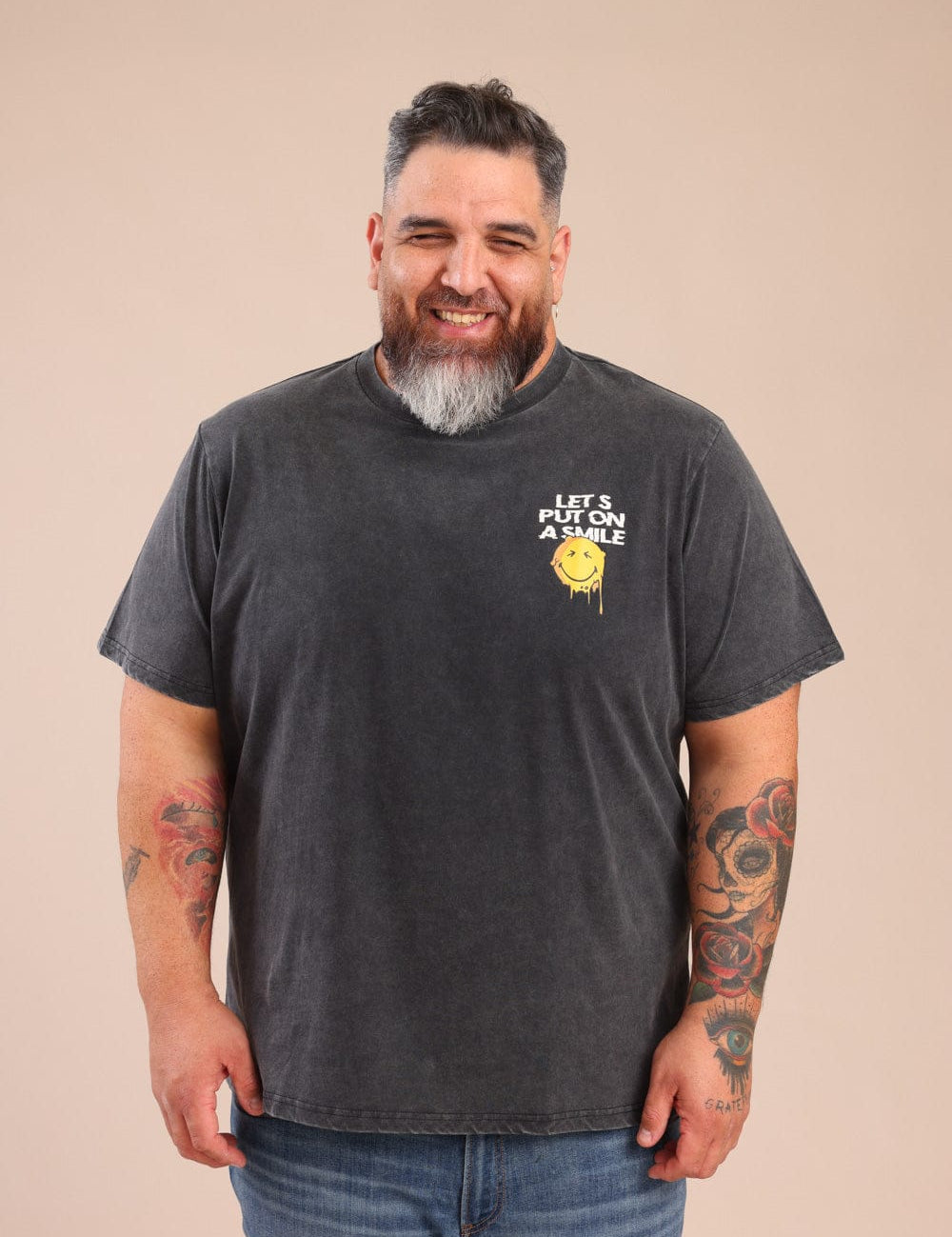 FOX פלאס גברים חולצה חולצה ממותגת סמיילי חולצה ממותגת סמיילי