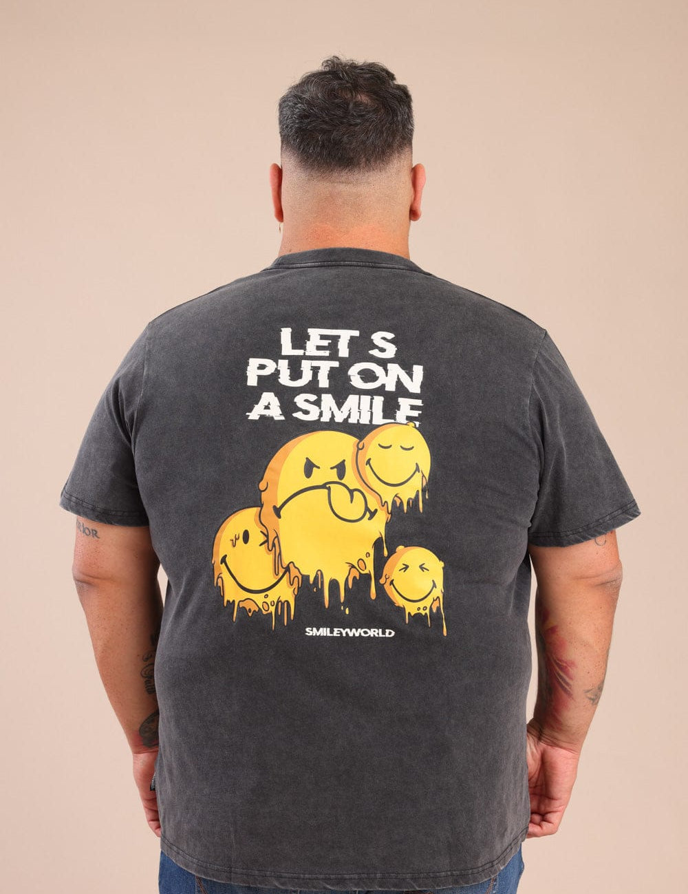 FOX פלאס גברים חולצה חולצה ממותגת סמיילי חולצה ממותגת סמיילי