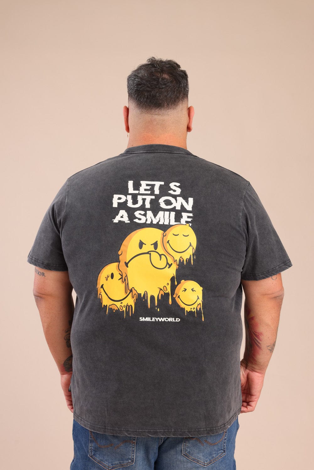 FOX פלאס גברים חולצה חולצה ממותגת סמיילי חולצה ממותגת סמיילי