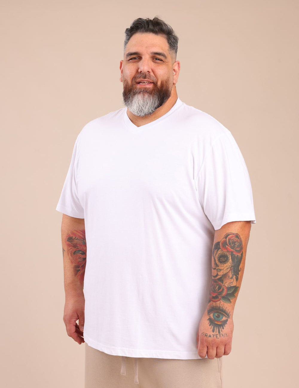 FOX פלאס גברים חולצה חולצת בייסיק צווארון PLUS SIZE | V חולצת בייסיק צווארון PLUS SIZE | V