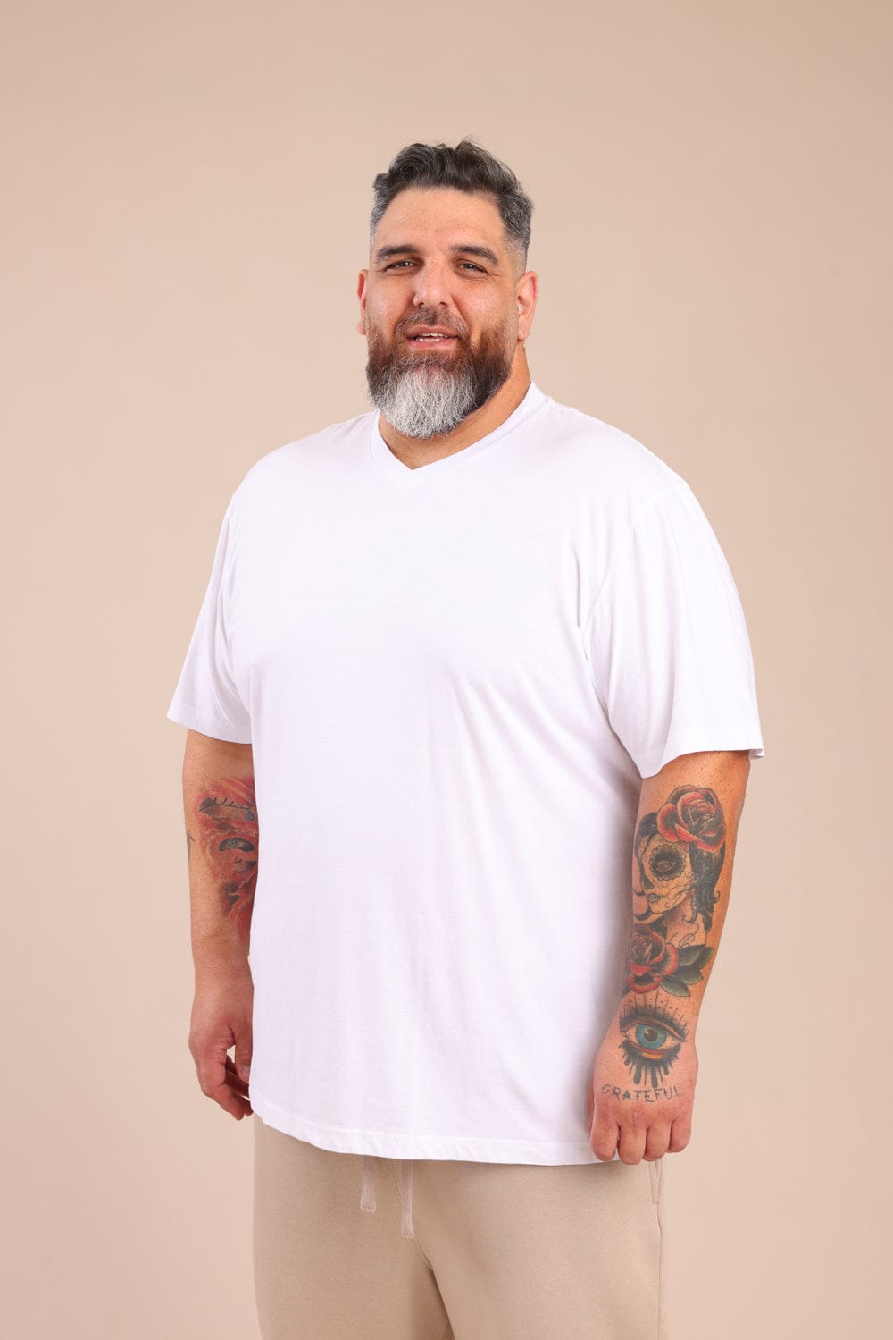 FOX פלאס גברים חולצה חולצת בייסיק צווארון PLUS SIZE | V חולצת בייסיק צווארון PLUS SIZE | V