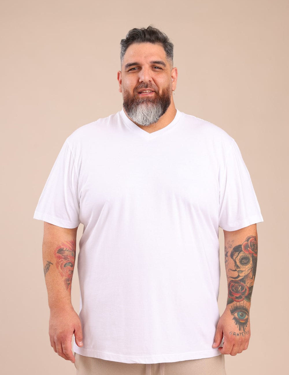 FOX פלאס גברים חולצה חולצת בייסיק צווארון PLUS SIZE | V חולצת בייסיק צווארון PLUS SIZE | V