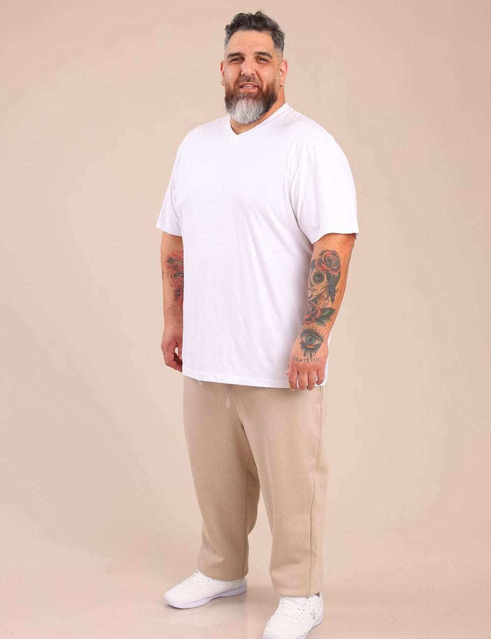 FOX פלאס גברים חולצה חולצת בייסיק צווארון PLUS SIZE | V חולצת בייסיק צווארון PLUS SIZE | V