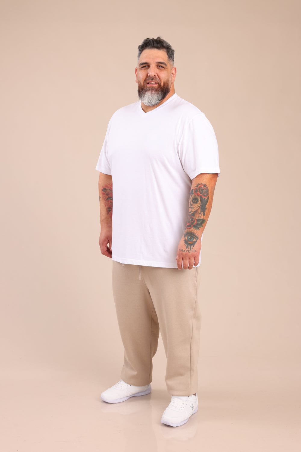 FOX פלאס גברים חולצה חולצת בייסיק צווארון PLUS SIZE | V חולצת בייסיק צווארון PLUS SIZE | V