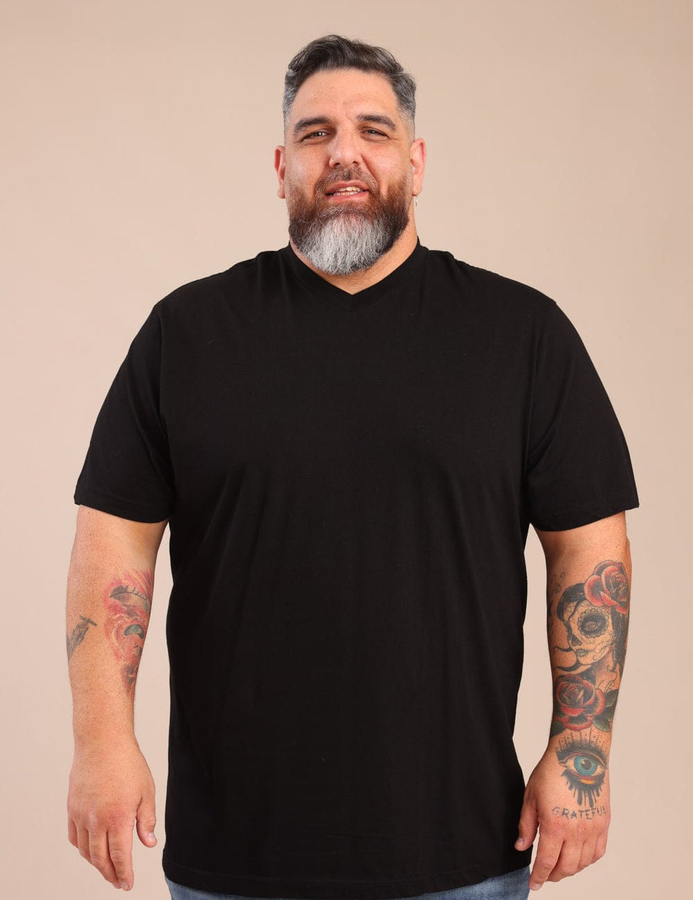 FOX פלאס גברים חולצה חולצת בייסיק צווארון PLUS SIZE | V חולצת בייסיק צווארון PLUS SIZE | V