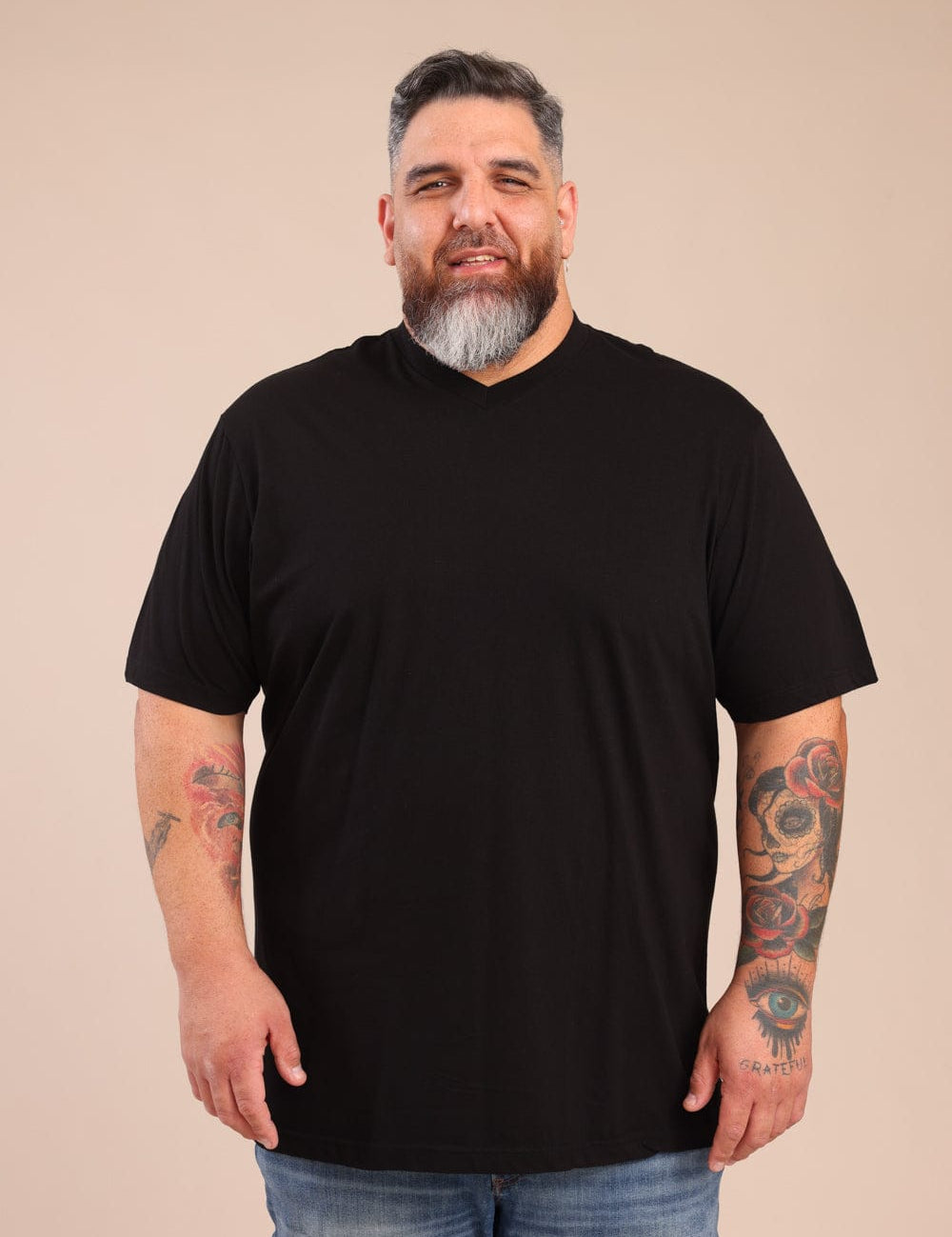 FOX פלאס גברים חולצה חולצת בייסיק צווארון PLUS SIZE | V חולצת בייסיק צווארון PLUS SIZE | V