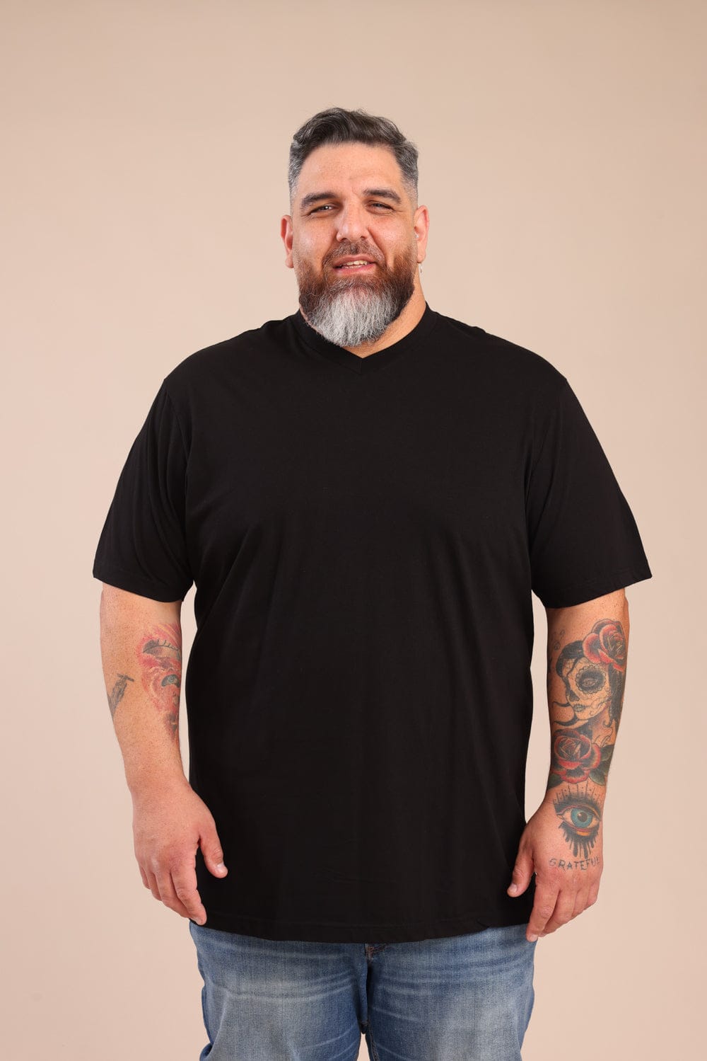 FOX פלאס גברים חולצה חולצת בייסיק צווארון PLUS SIZE | V חולצת בייסיק צווארון PLUS SIZE | V