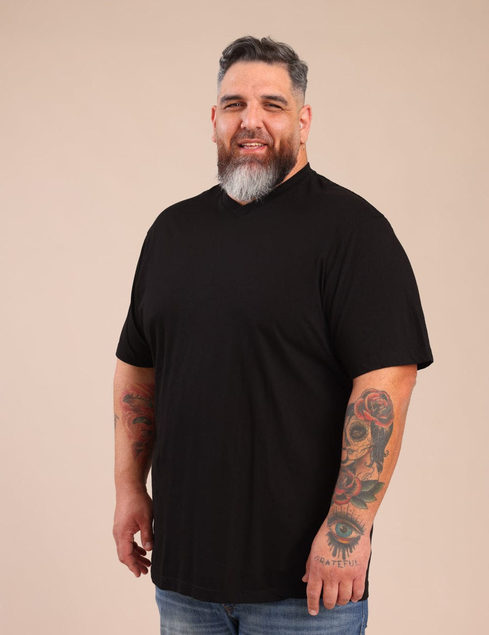 FOX פלאס גברים חולצה חולצת בייסיק צווארון PLUS SIZE | V חולצת בייסיק צווארון PLUS SIZE | V