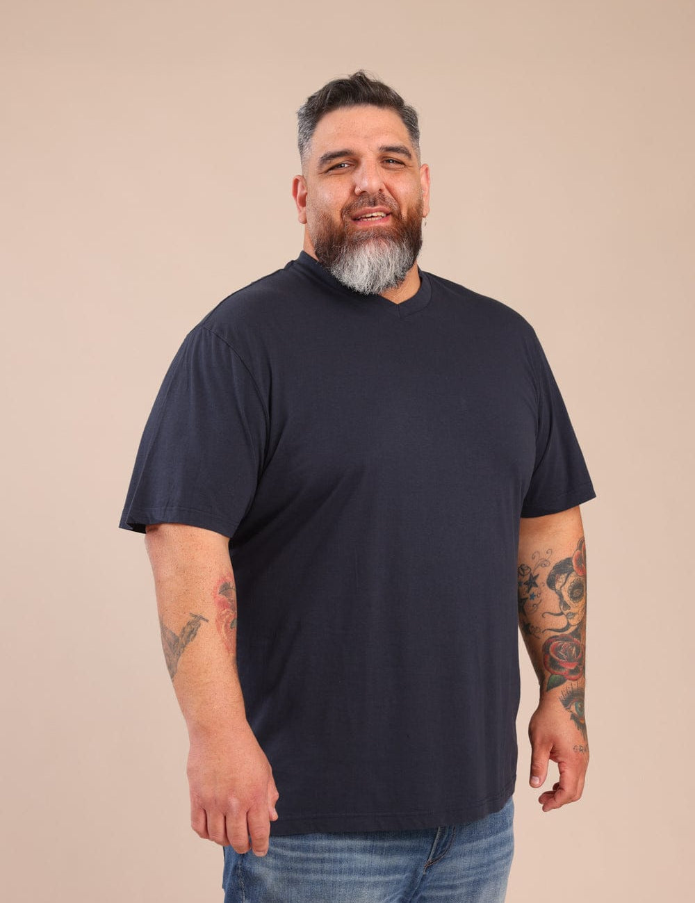 FOX פלאס גברים חולצה חולצת בייסיק צווארון PLUS SIZE | V חולצת בייסיק צווארון PLUS SIZE | V