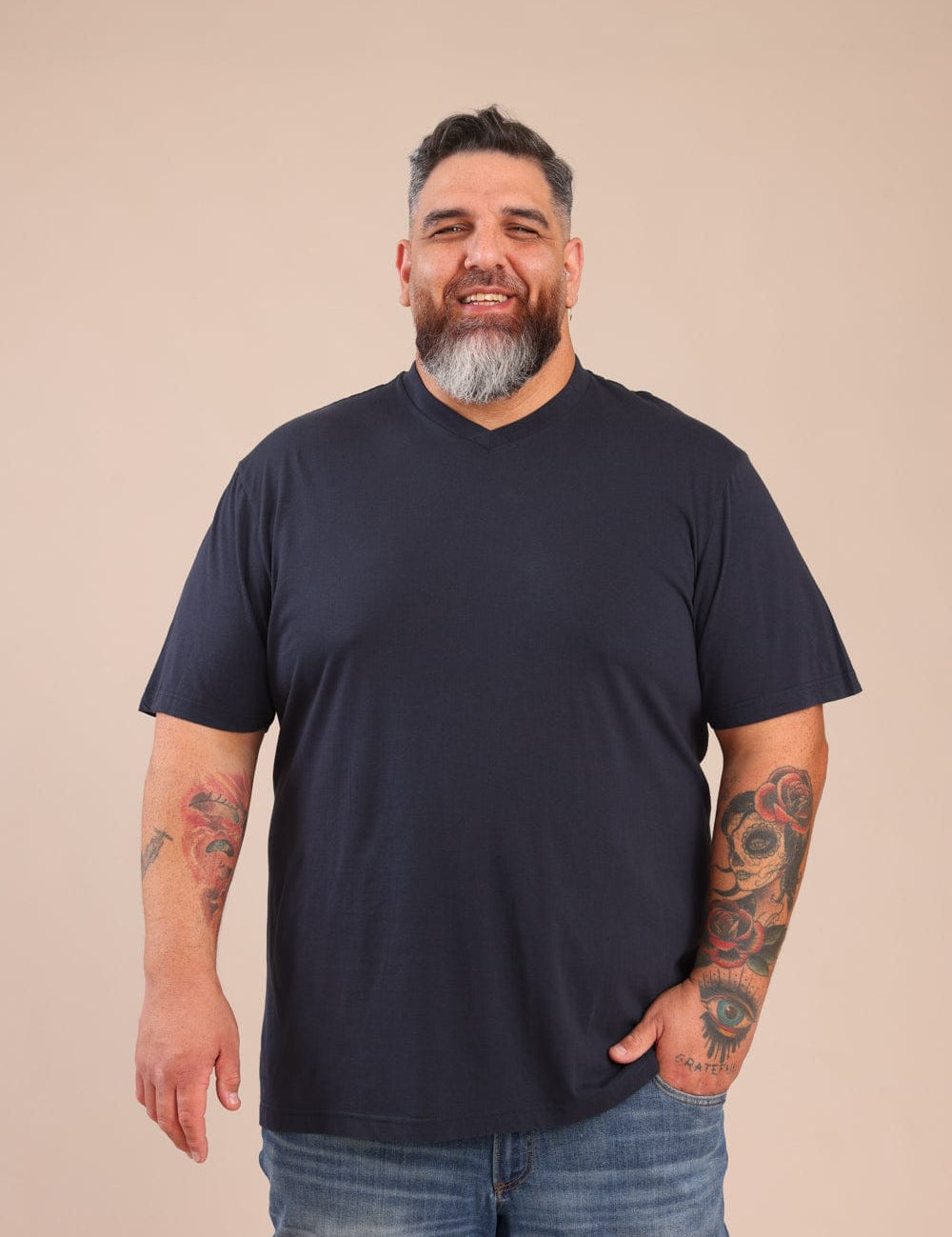 FOX פלאס גברים חולצה חולצת בייסיק צווארון PLUS SIZE | V חולצת בייסיק צווארון PLUS SIZE | V