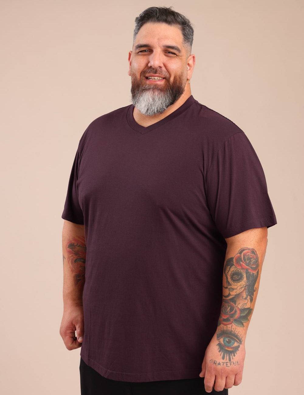 FOX פלאס גברים חולצה חולצת בייסיק צווארון PLUS SIZE | V חולצת בייסיק צווארון PLUS SIZE | V