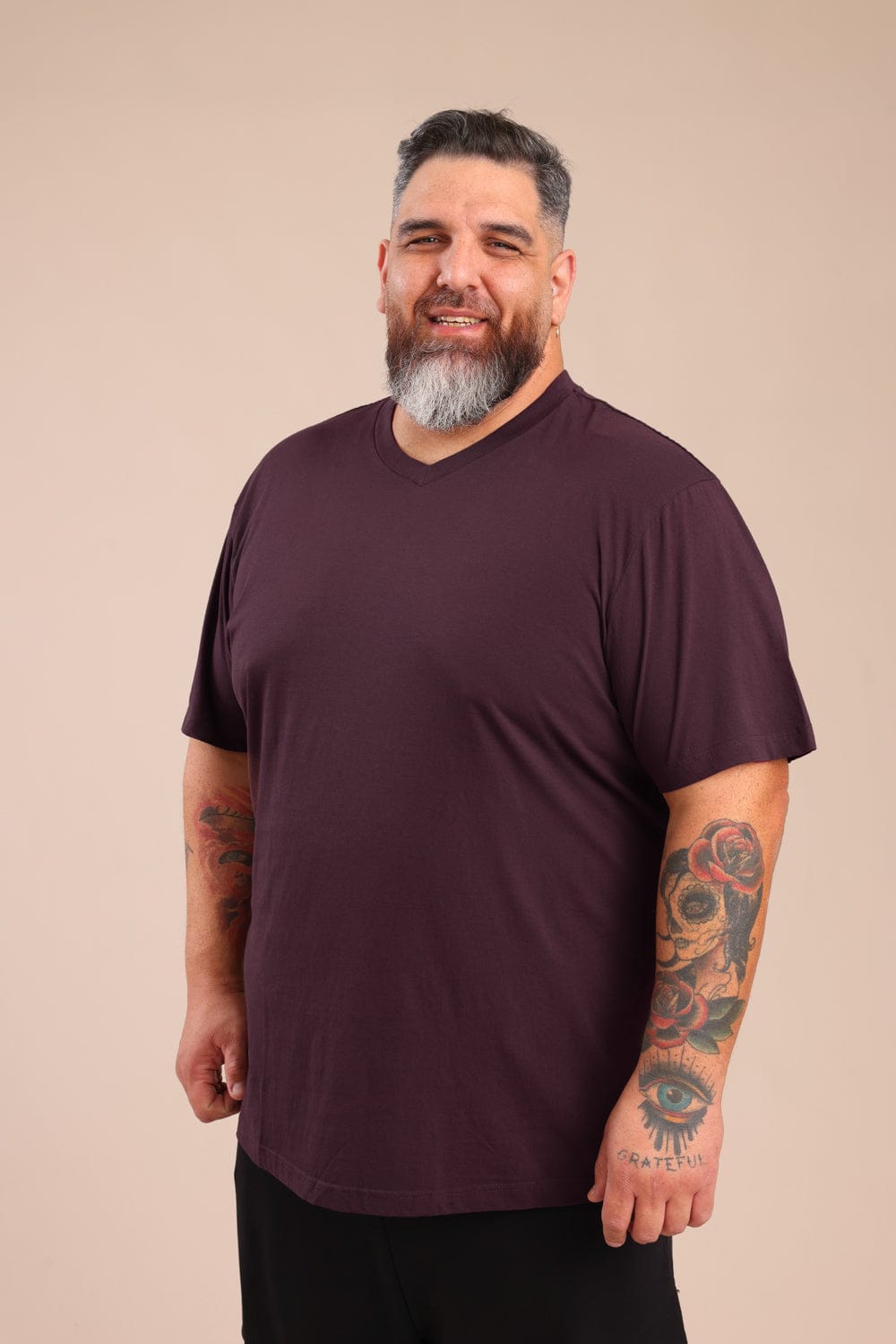 FOX פלאס גברים חולצה חולצת בייסיק צווארון PLUS SIZE | V חולצת בייסיק צווארון PLUS SIZE | V